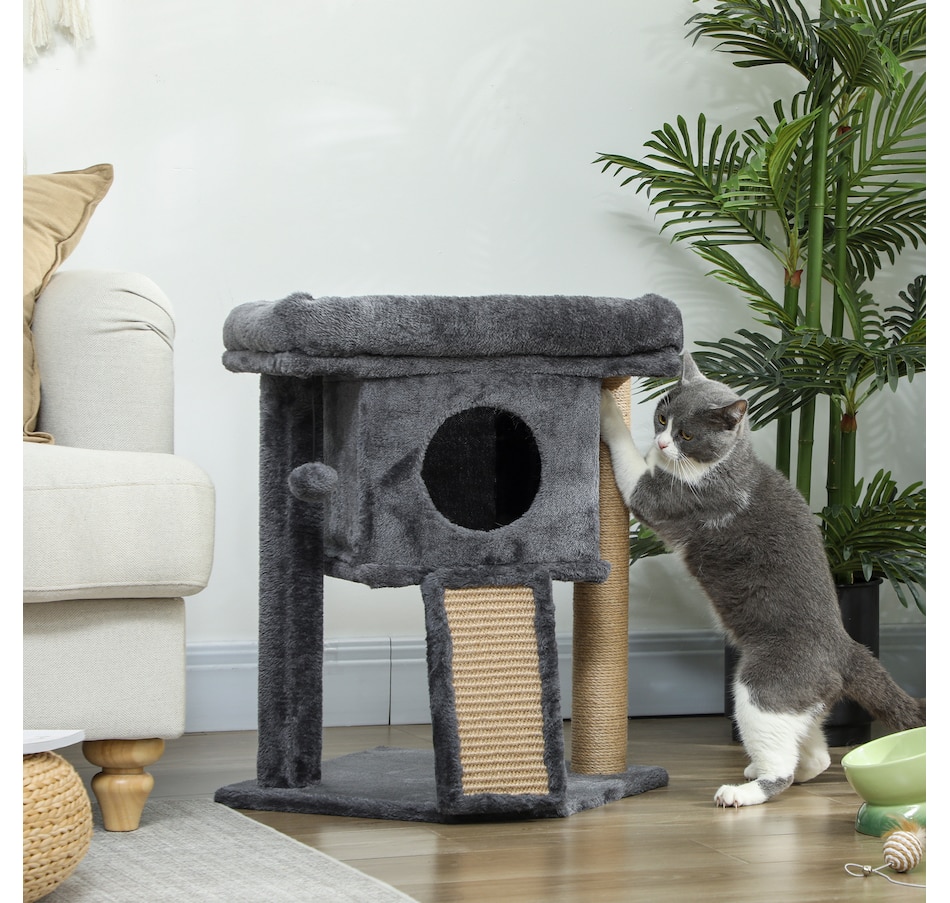 Image 962039_ALTMORE1.jpg, Product 962-039 / Price $57.99, PawHut Cat Tree, Small Cat Tower with Perch, Scratching Post, Dark Grey from PawHut on TSC.ca's Home & Garden department