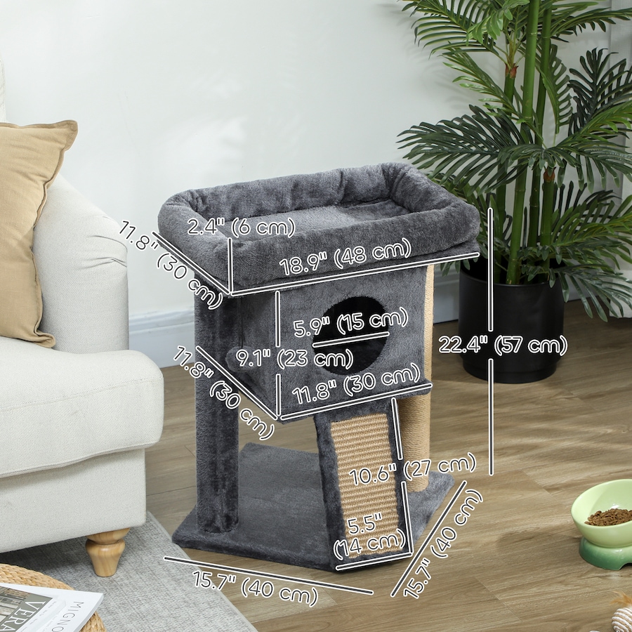 Image 962039_ALTMORE2.jpg, Product 962-039 / Price $55.99, PawHut Cat Tree, Small Cat Tower with Perch, Scratching Post, Dark Grey from PawHut on TSC.ca's Home & Garden department