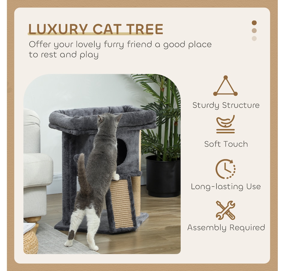 Image 962039_ALTMORE3.jpg, Product 962-039 / Price $57.99, PawHut Cat Tree, Small Cat Tower with Perch, Scratching Post, Dark Grey from PawHut on TSC.ca's Home & Garden department