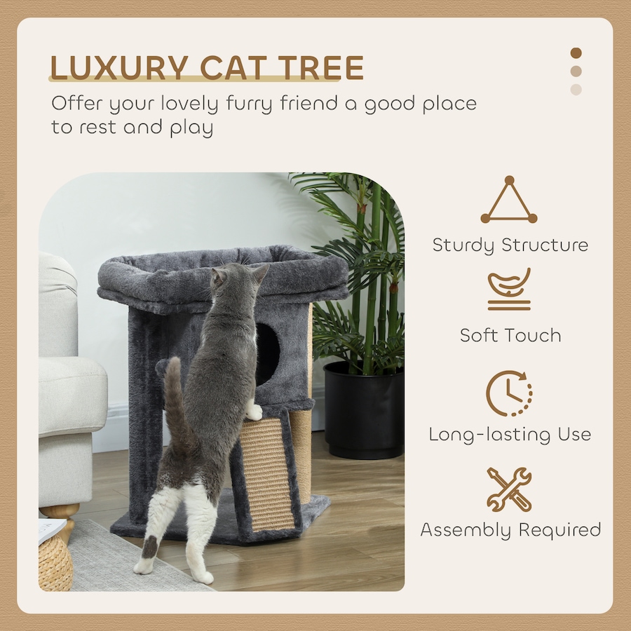 Image 962039_ALTMORE3.jpg, Product 962-039 / Price $55.99, PawHut Cat Tree, Small Cat Tower with Perch, Scratching Post, Dark Grey from PawHut on TSC.ca's Home & Garden department