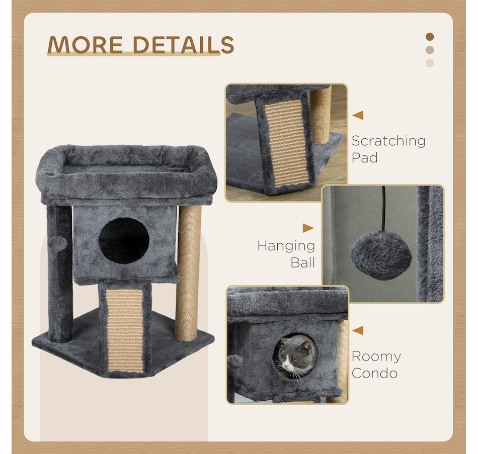 Image 962039_ALTMORE4.jpg, Product 962-039 / Price $57.99, PawHut Cat Tree, Small Cat Tower with Perch, Scratching Post, Dark Grey from PawHut on TSC.ca's Home & Garden department