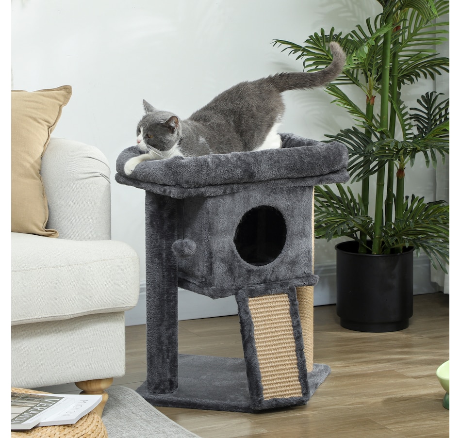 Image 962039_ALTMORE6.jpg, Product 962-039 / Price $57.99, PawHut Cat Tree, Small Cat Tower with Perch, Scratching Post, Dark Grey from PawHut on TSC.ca's Home & Garden department
