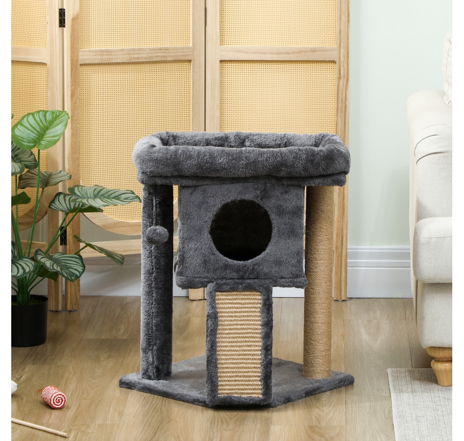 Image 962039_ALTMORE7.jpg, Product 962-039 / Price $57.99, PawHut Cat Tree, Small Cat Tower with Perch, Scratching Post, Dark Grey from PawHut on TSC.ca's Home & Garden department