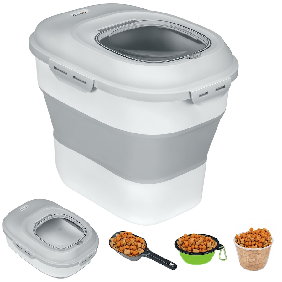 Image 962041.jpg, Product 962-041 / Price $44.99, PawHut 6-30lb Dog Food Storage Container Collapsible Design, Grey from PawHut on TSC.ca's Home & Garden department