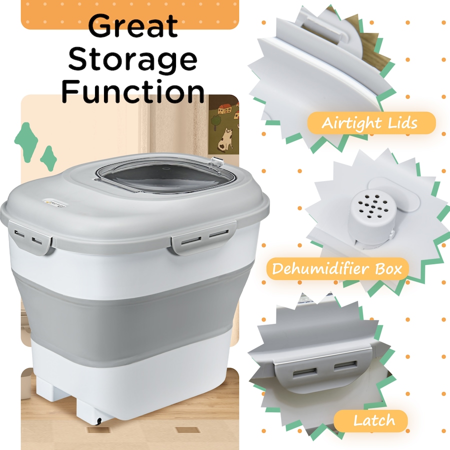 Image 962041_ALTMORE5.jpg, Product 962-041 / Price $44.99, PawHut 6-30lb Dog Food Storage Container Collapsible Design, Grey from PawHut on TSC.ca's Home & Garden department