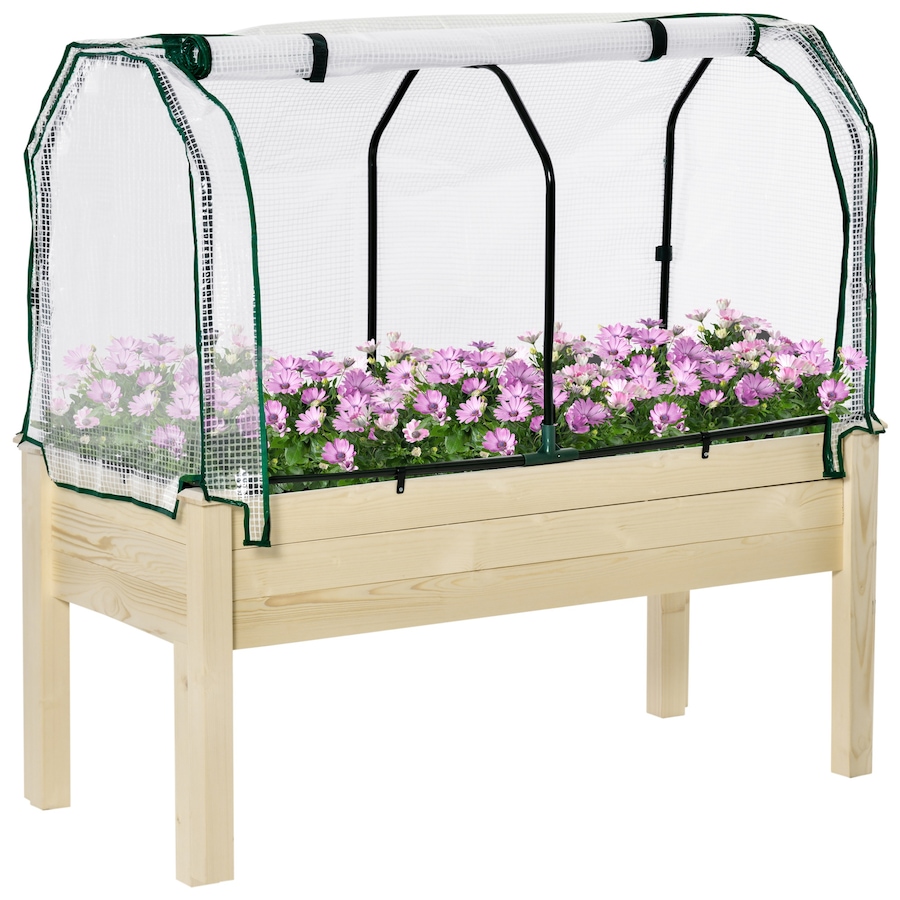 Image 962061.jpg, Product 962-061 / Price $109.99, Outsunny Raised Garden Bed w/ PE Cover Elevated Wood Planter Natural from Outsunny on TSC.ca's Home & Garden department