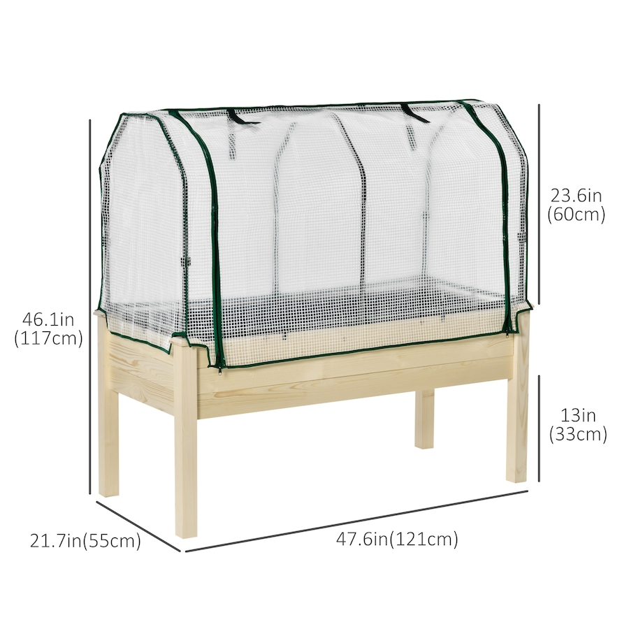 Image 962061_ALTMORE2.jpg, Product 962-061 / Price $109.99, Outsunny Raised Garden Bed w/ PE Cover Elevated Wood Planter Natural from Outsunny on TSC.ca's Home & Garden department