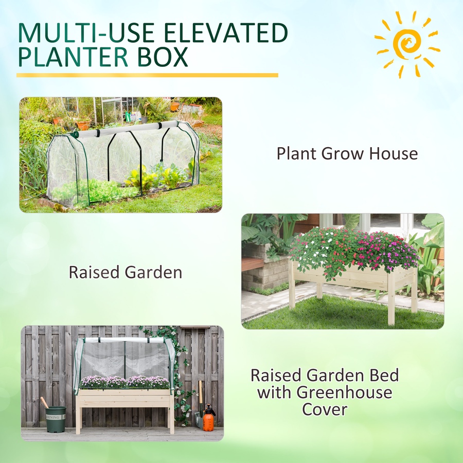 Image 962061_ALTMORE5.jpg, Product 962-061 / Price $109.99, Outsunny Raised Garden Bed w/ PE Cover Elevated Wood Planter Natural from Outsunny on TSC.ca's Home & Garden department