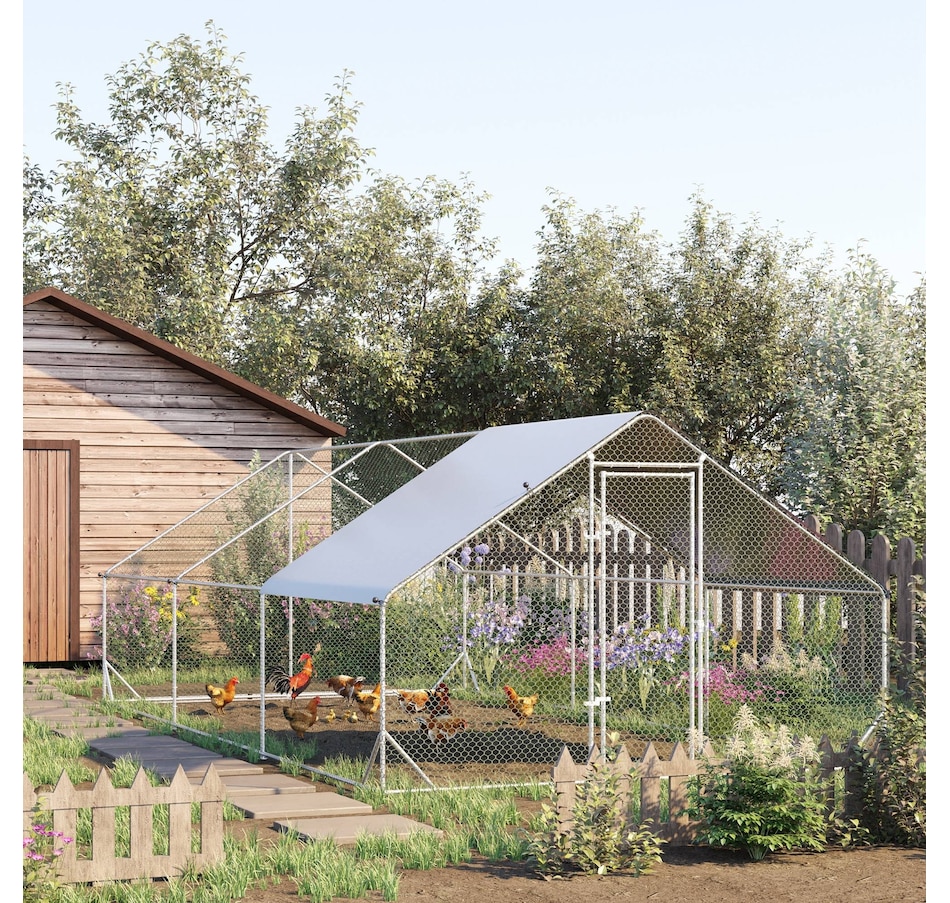 Image 962090_ALTMORE1.jpg, Product 962-090 / Price $379.99, PawHut Galvanized Large Chicken Coop Cage Walk-in Enclosure 9.8'x19.7'x6.6' from PawHut on TSC.ca's Home & Garden department