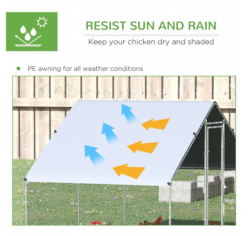 Image 962090_ALTMORE3.jpg, Product 962-090 / Price $379.99, PawHut Galvanized Large Chicken Coop Cage Walk-in Enclosure 9.8'x19.7'x6.6' from PawHut on TSC.ca's Home & Garden department