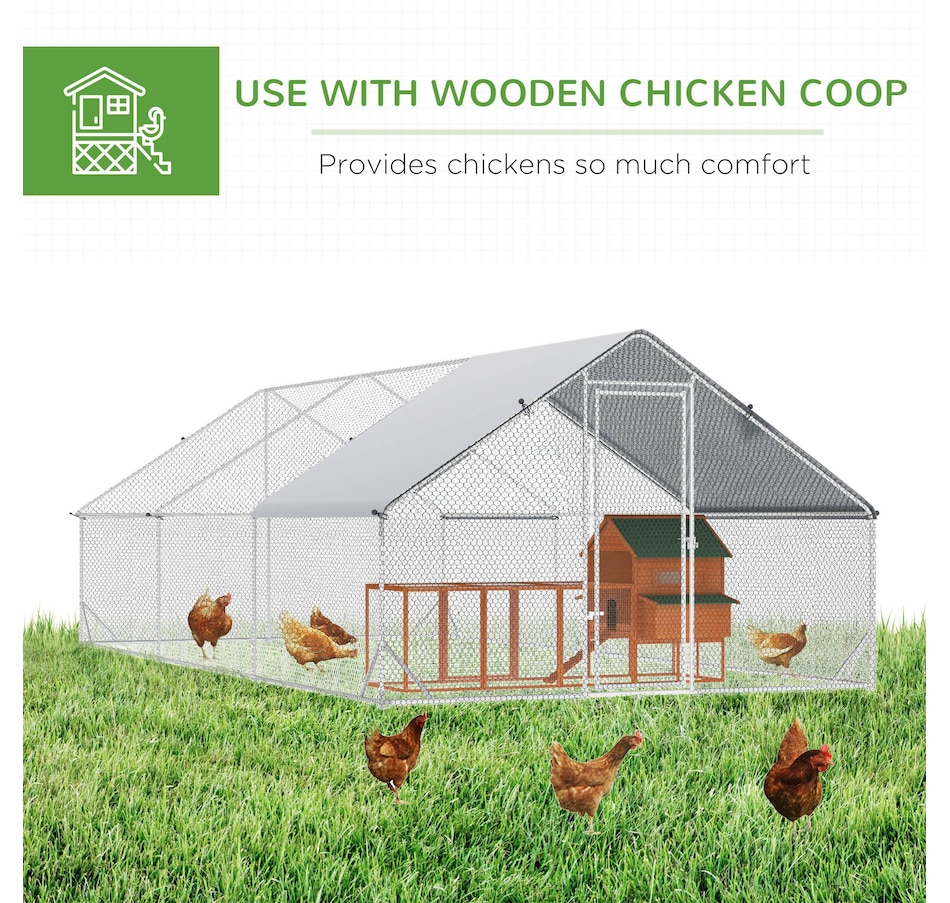 Image 962090_ALTMORE4.jpg, Product 962-090 / Price $379.99, PawHut Galvanized Large Chicken Coop Cage Walk-in Enclosure 9.8'x19.7'x6.6' from PawHut on TSC.ca's Home & Garden department