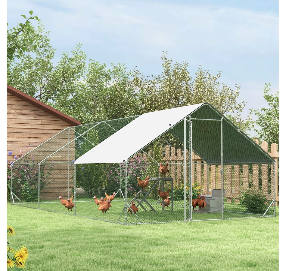 Image 962090_ALTMORE7.jpg, Product 962-090 / Price $379.99, PawHut Galvanized Large Chicken Coop Cage Walk-in Enclosure 9.8'x19.7'x6.6' from PawHut on TSC.ca's Home & Garden department