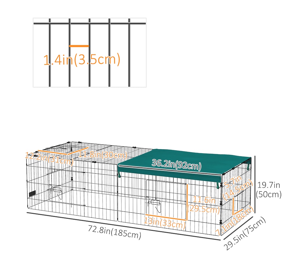 Image 962091_ALTMORE2.jpg, Product 962-091 / Price $89.99, PawHut Small Animal Cage for Chicken, Rabbits, Chinchillas, 73" x 30" x 20" from PawHut on TSC.ca's Home & Garden department