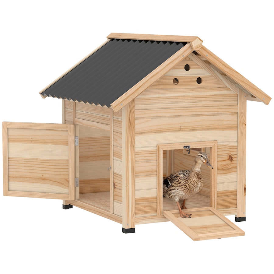 Image 962096.jpg, Product 962-096 / Price $209.99, PawHut Duck Coop, Wooden Duck House with Openable Roof & Double Doors, Natural Wood from PawHut on TSC.ca's Home & Garden department