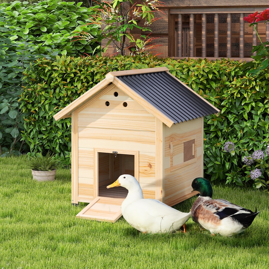 Image 962096_ALTMORE1.jpg, Product 962-096 / Price $209.99, PawHut Duck Coop, Wooden Duck House with Openable Roof & Double Doors, Natural Wood from PawHut on TSC.ca's Home & Garden department