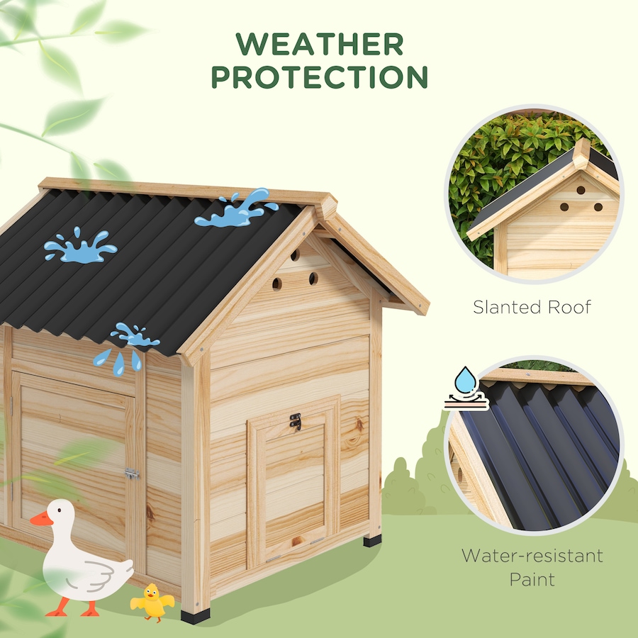 Image 962096_ALTMORE5.jpg, Product 962-096 / Price $209.99, PawHut Duck Coop, Wooden Duck House with Openable Roof & Double Doors, Natural Wood from PawHut on TSC.ca's Home & Garden department