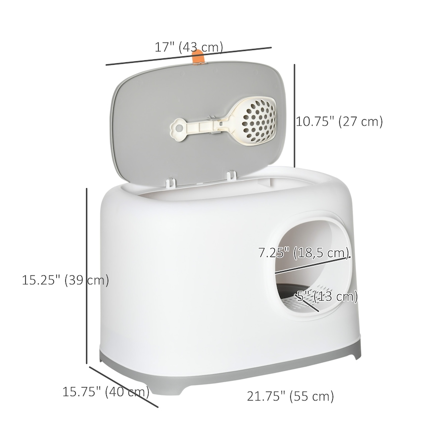 Image 962099_ALTMORE2.jpg, Product 962-099 / Price $73.99, PawHut Cat Litter Box, Open Top Kitty Litter Pan w/ Anti-Sand Tunnel, White from PawHut on TSC.ca's Home & Garden department
