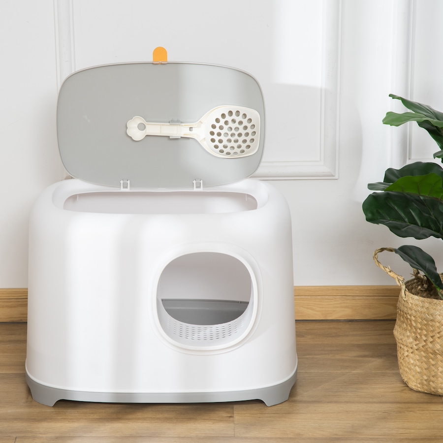Image 962099_ALTMORE6.jpg, Product 962-099 / Price $73.99, PawHut Cat Litter Box, Open Top Kitty Litter Pan w/ Anti-Sand Tunnel, White from PawHut on TSC.ca's Home & Garden department