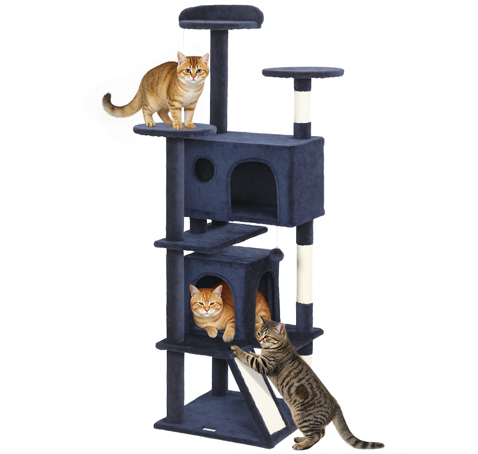 Image 962112.jpg, Product 962-112 / Price $85.99, PawHut 63" Cat Tree Tower with Scratching Posts, Cat Condos, Dark Blue from PawHut on TSC.ca's Home & Garden department