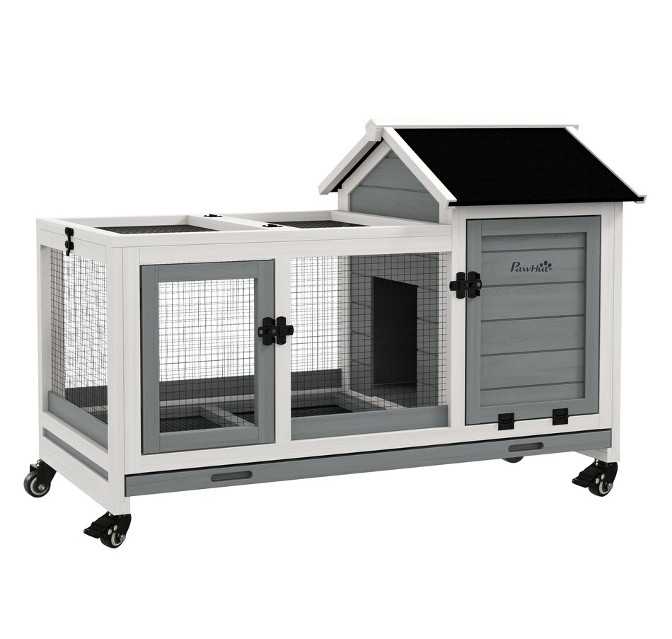Image 962125.jpg, Product 962-125 / Price $169.99, PawHut Rabbit Hutch with Wheels, Ramp, Run, Tray, Grey from PawHut on TSC.ca's Home & Garden department