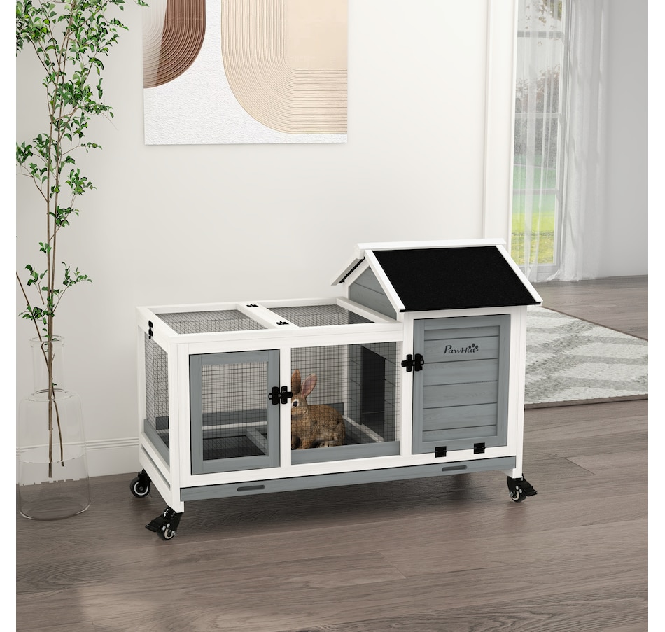 Image 962125_ALTMORE1.jpg, Product 962-125 / Price $169.99, PawHut Rabbit Hutch with Wheels, Ramp, Run, Tray, Grey from PawHut on TSC.ca's Home & Garden department