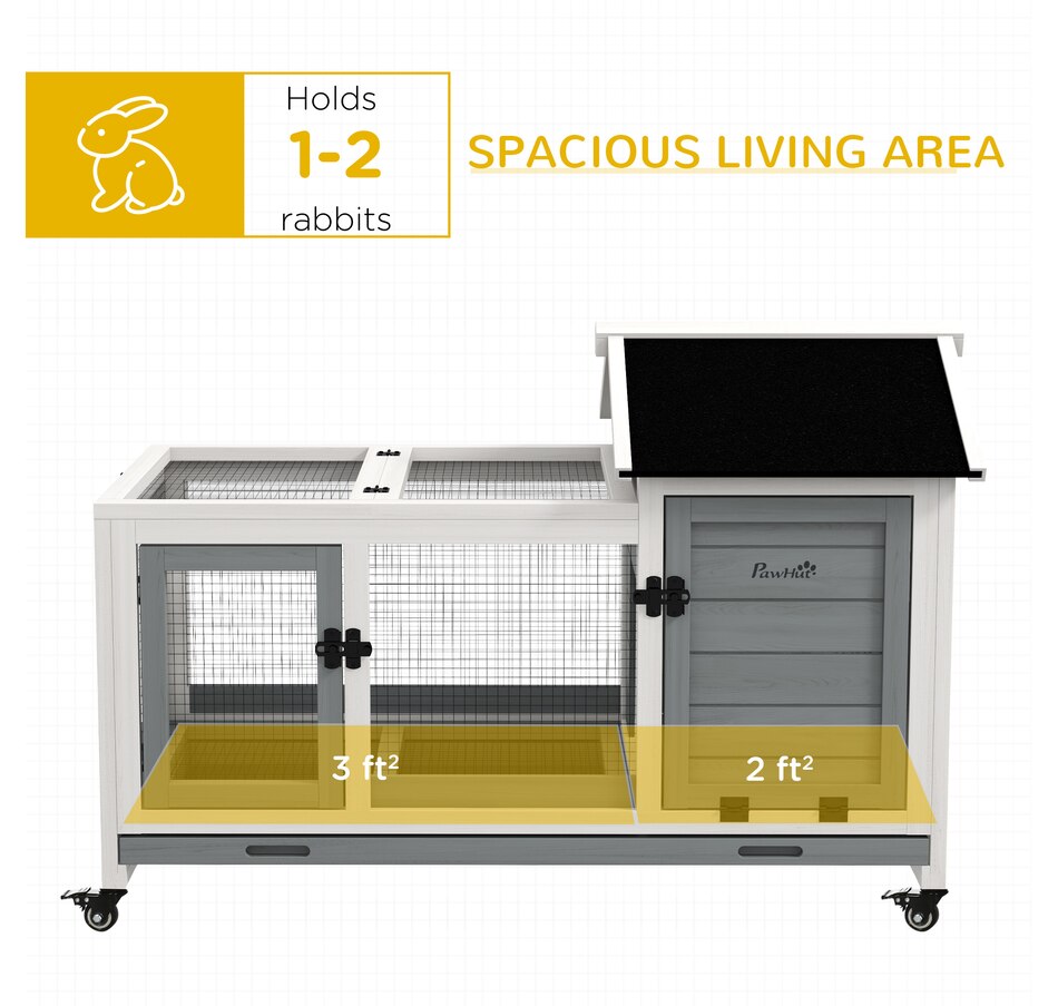Image 962125_ALTMORE3.jpg, Product 962-125 / Price $169.99, PawHut Rabbit Hutch with Wheels, Ramp, Run, Tray, Grey from PawHut on TSC.ca's Home & Garden department