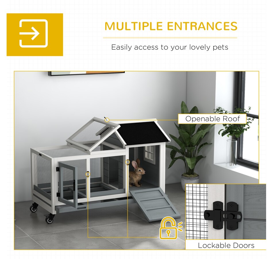 Image 962125_ALTMORE4.jpg, Product 962-125 / Price $169.99, PawHut Rabbit Hutch with Wheels, Ramp, Run, Tray, Grey from PawHut on TSC.ca's Home & Garden department