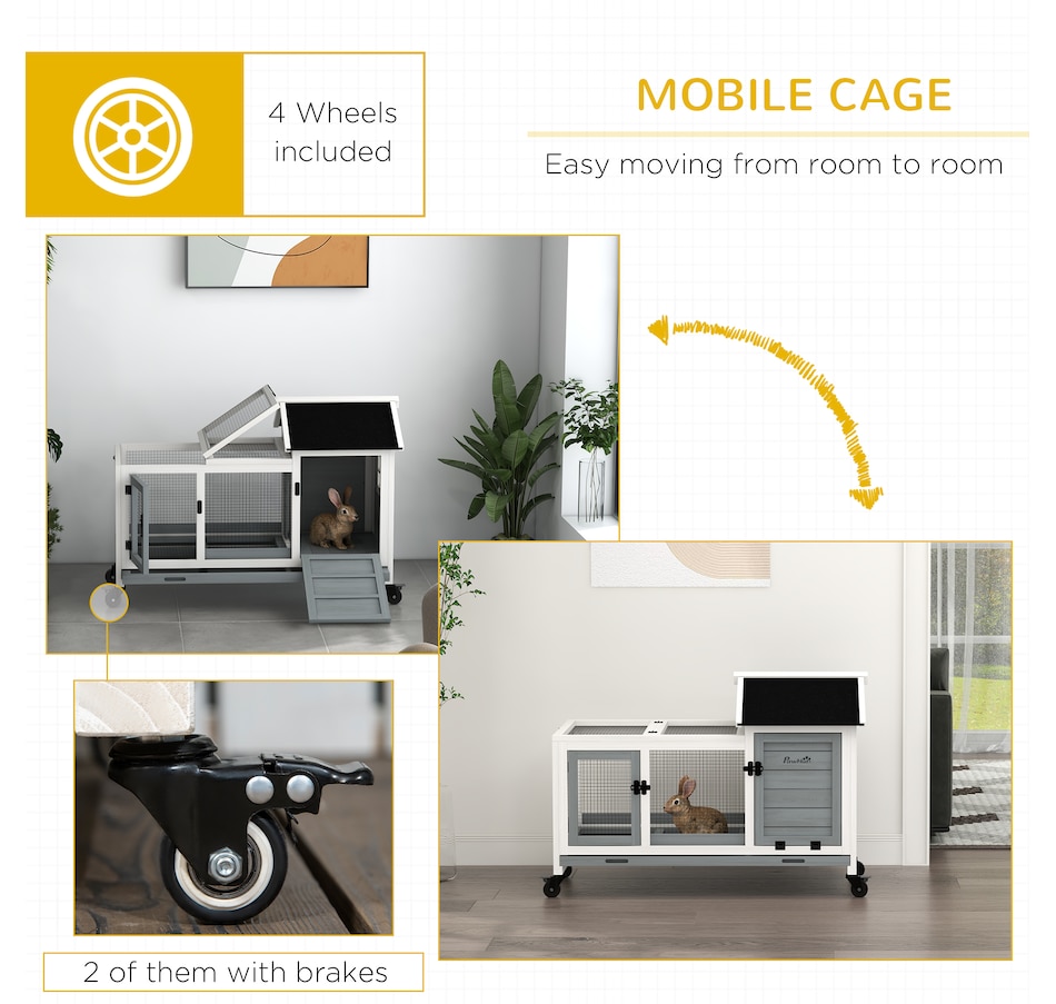 Image 962125_ALTMORE6.jpg, Product 962-125 / Price $169.99, PawHut Rabbit Hutch with Wheels, Ramp, Run, Tray, Grey from PawHut on TSC.ca's Home & Garden department