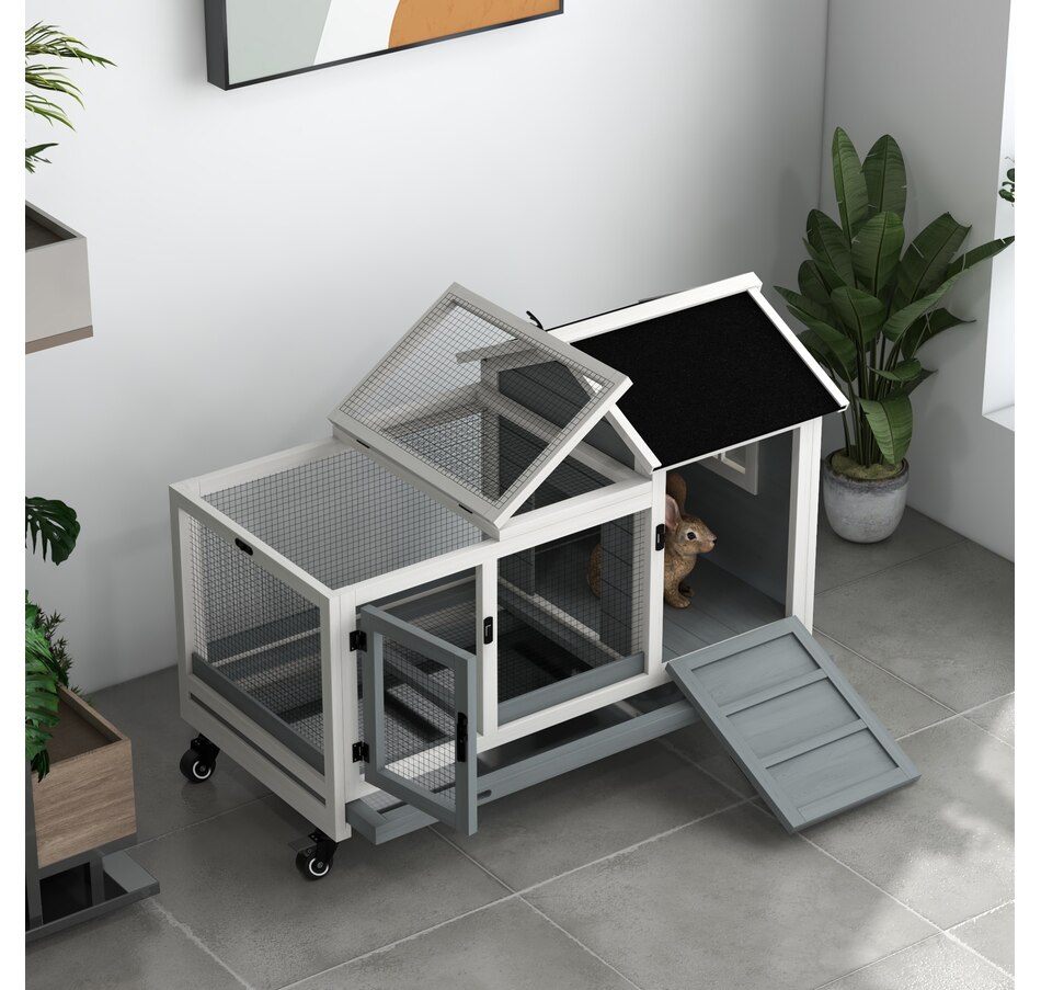 Image 962125_ALTMORE8.jpg, Product 962-125 / Price $169.99, PawHut Rabbit Hutch with Wheels, Ramp, Run, Tray, Grey from PawHut on TSC.ca's Home & Garden department