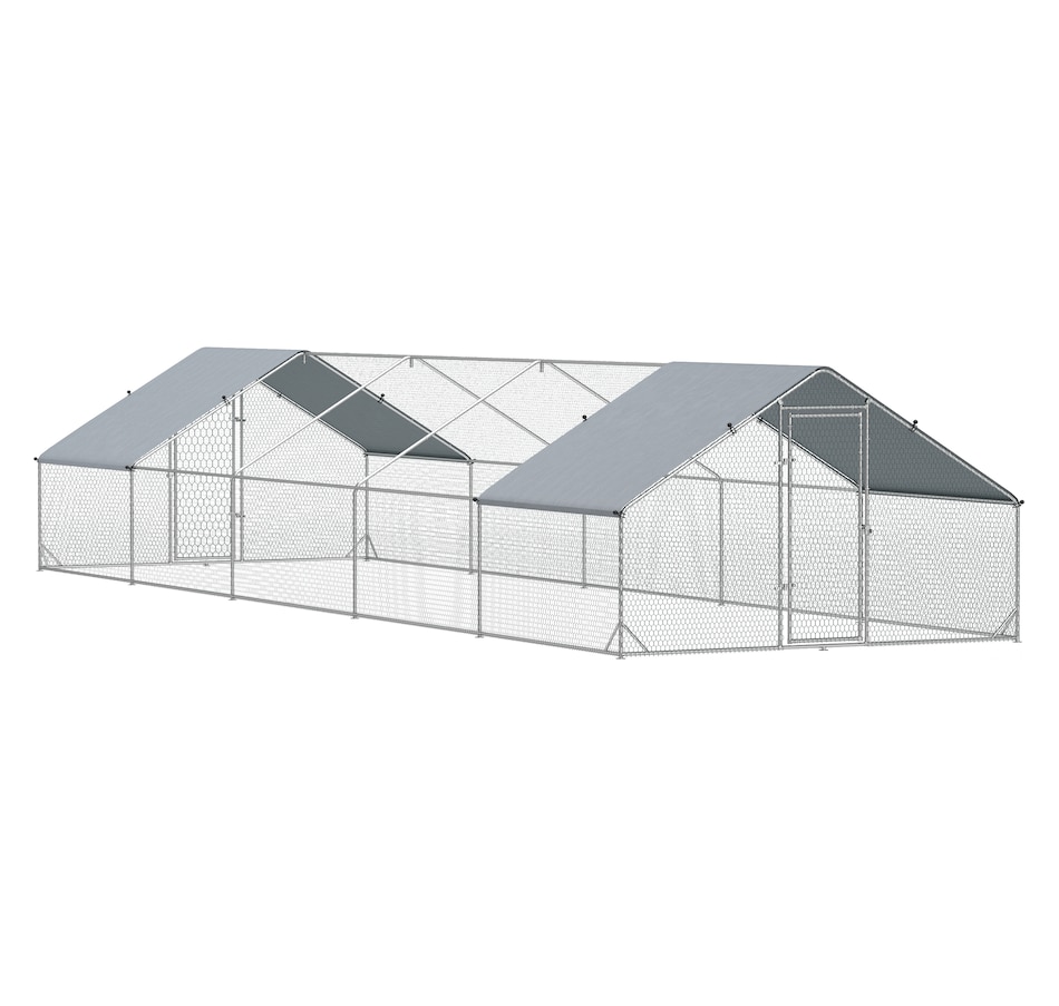Image 962126.jpg, Product 962-126 / Price $589.99, PawHut Galvanized Large Chicken Coop Cage Walk-in Enclosure 9.8'x32.8'x6.4' from PawHut on TSC.ca's Home & Garden department