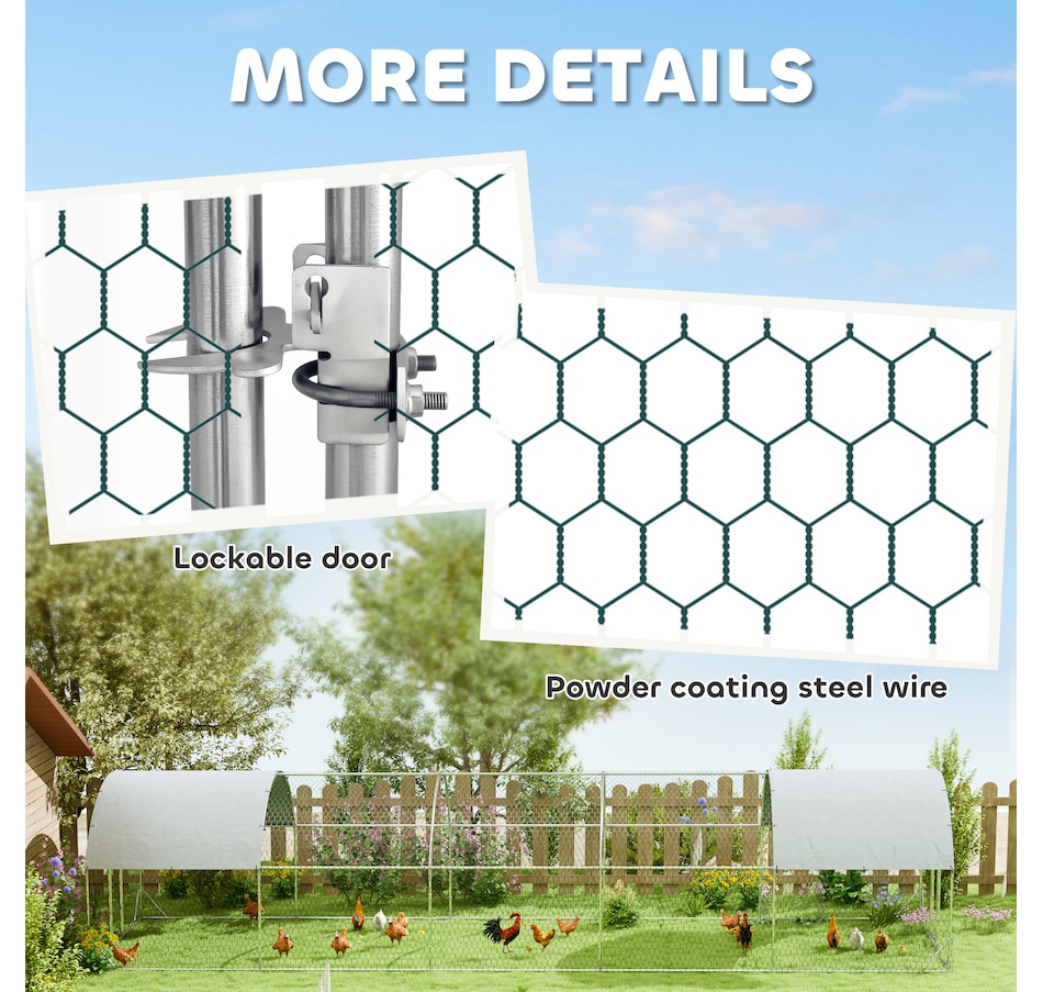 Image 962126_ALTMORE6.jpg, Product 962-126 / Price $589.99, PawHut Galvanized Large Chicken Coop Cage Walk-in Enclosure 9.8'x32.8'x6.4' from PawHut on TSC.ca's Home & Garden department