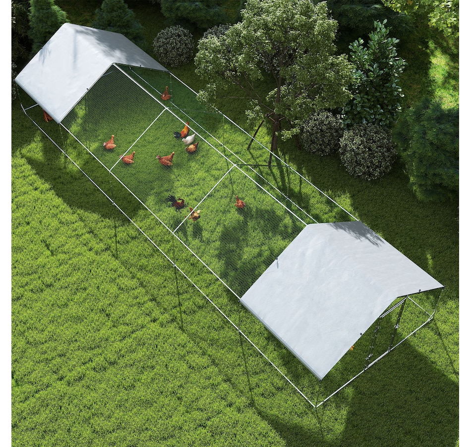Image 962126_ALTMORE7.jpg, Product 962-126 / Price $589.99, PawHut Galvanized Large Chicken Coop Cage Walk-in Enclosure 9.8'x32.8'x6.4' from PawHut on TSC.ca's Home & Garden department