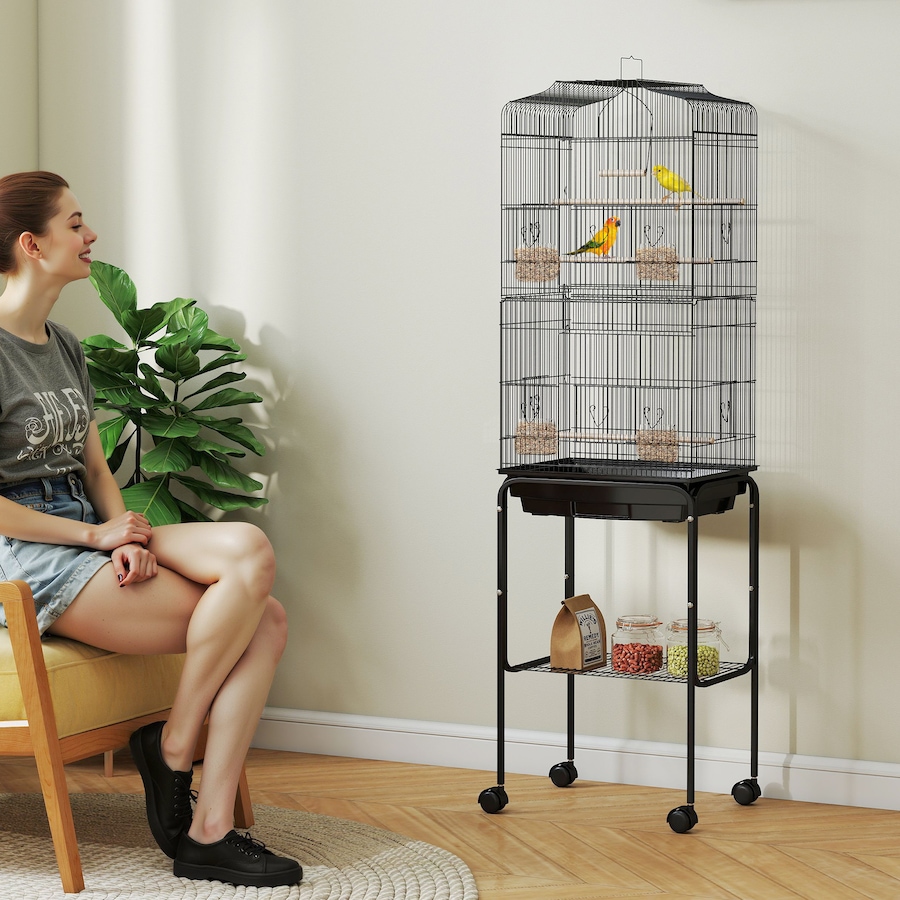 Image 962151_ALTMORE1.jpg, Product 962-151 / Price $96.99, PawHut 62" Large Rolling Bird Cage Cockatiel Play House Perch Swing, Black from PawHut on TSC.ca's Home & Garden department