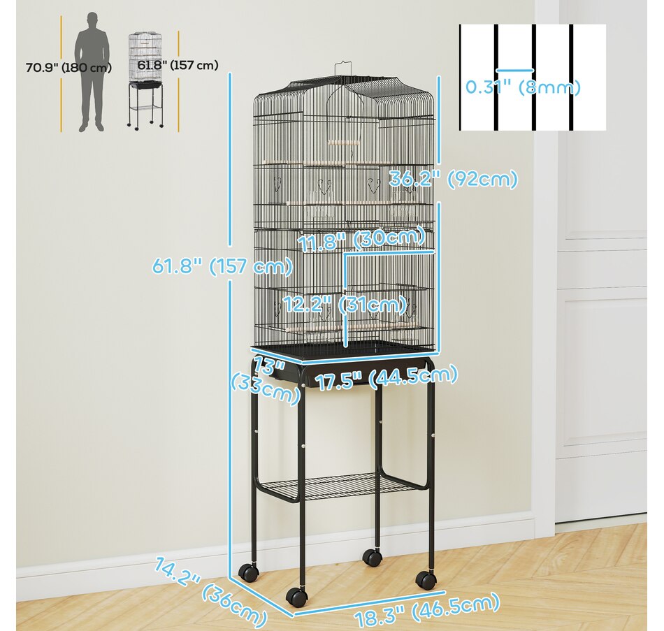 Image 962151_ALTMORE2.jpg, Product 962-151 / Price $89.99, PawHut 62" Large Rolling Bird Cage Cockatiel Play House Perch Swing, Black from PawHut on TSC.ca's Home & Garden department