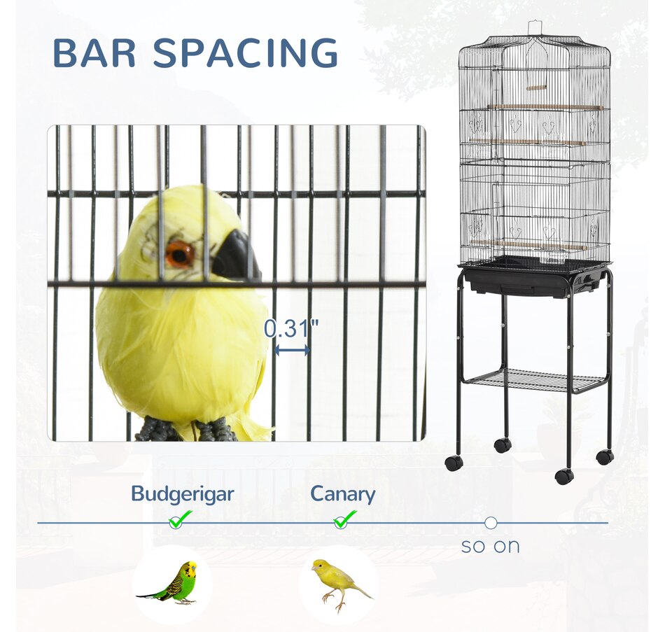 Image 962151_ALTMORE5.jpg, Product 962-151 / Price $89.99, PawHut 62" Large Rolling Bird Cage Cockatiel Play House Perch Swing, Black from PawHut on TSC.ca's Home & Garden department