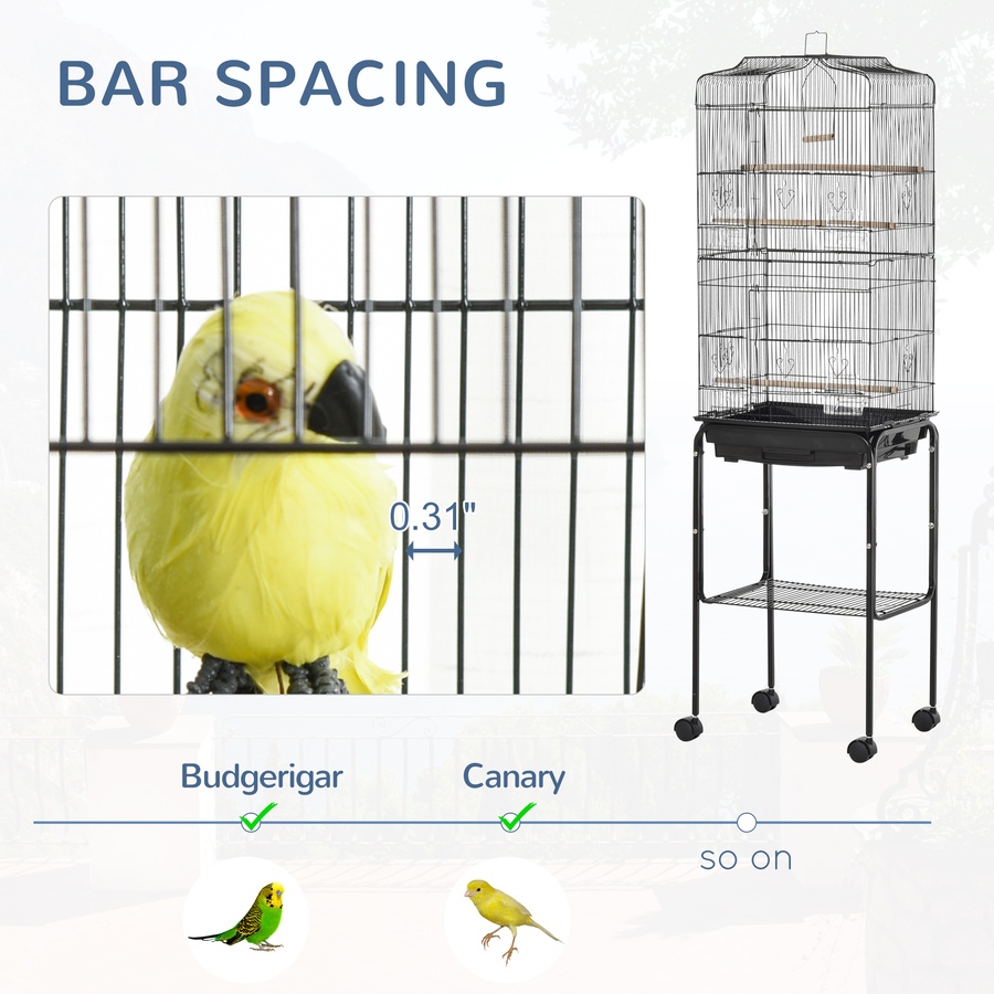 Image 962151_ALTMORE5.jpg, Product 962-151 / Price $96.99, PawHut 62" Large Rolling Bird Cage Cockatiel Play House Perch Swing, Black from PawHut on TSC.ca's Home & Garden department