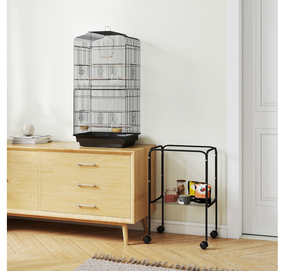 Image 962151_ALTMORE6.jpg, Product 962-151 / Price $89.99, PawHut 62" Large Rolling Bird Cage Cockatiel Play House Perch Swing, Black from PawHut on TSC.ca's Home & Garden department