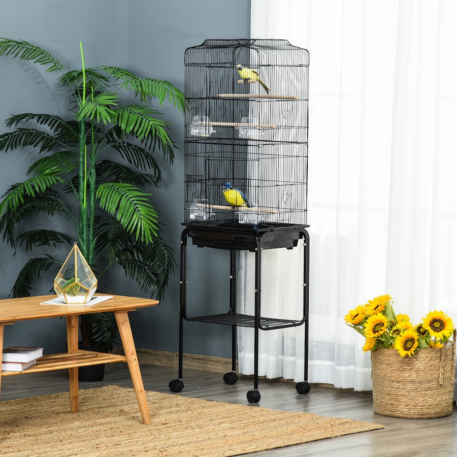Image 962151_ALTMORE7.jpg, Product 962-151 / Price $96.99, PawHut 62" Large Rolling Bird Cage Cockatiel Play House Perch Swing, Black from PawHut on TSC.ca's Home & Garden department