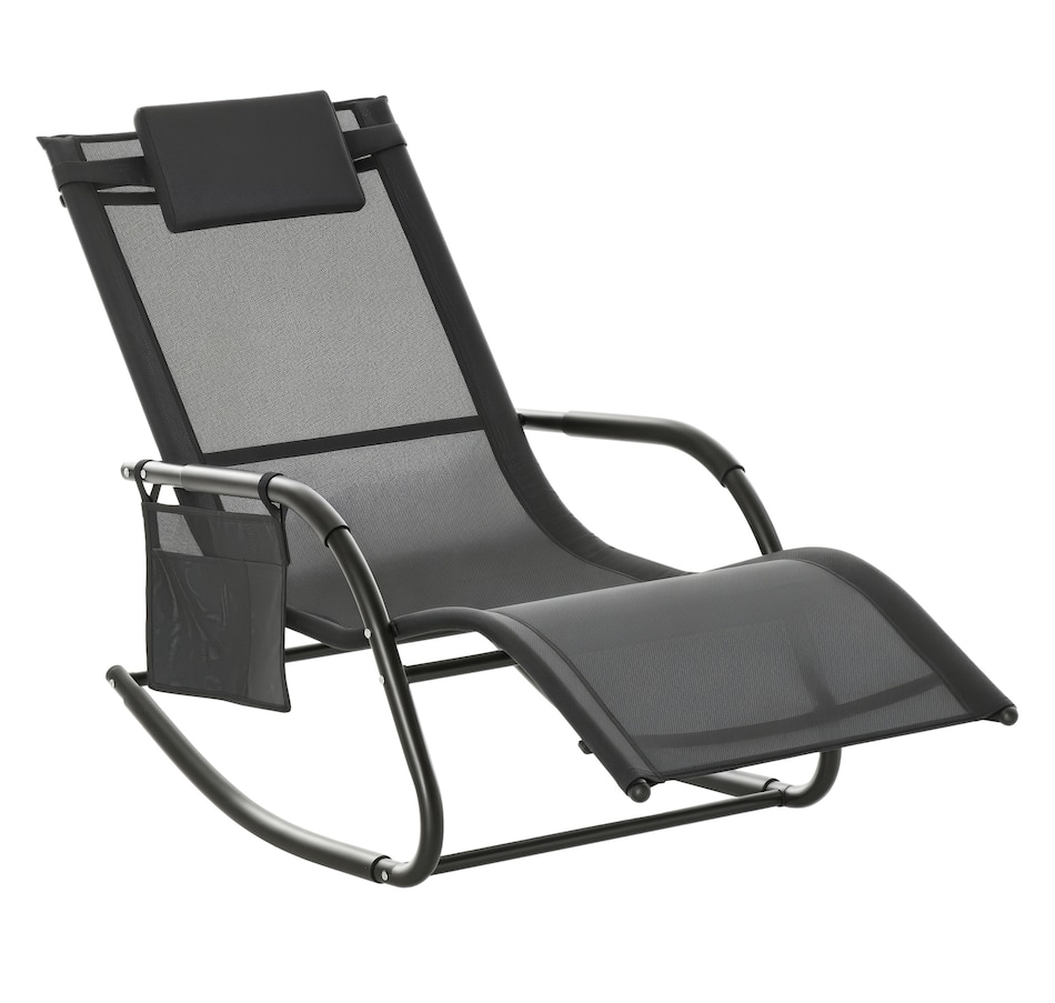 Image 962156.jpg, Product 962-156 / Price $109.99, Outsunny Outdoor Rocking Recliner, Sling Sun Lounger with Headrest, Black from Outsunny on TSC.ca's Home & Garden department