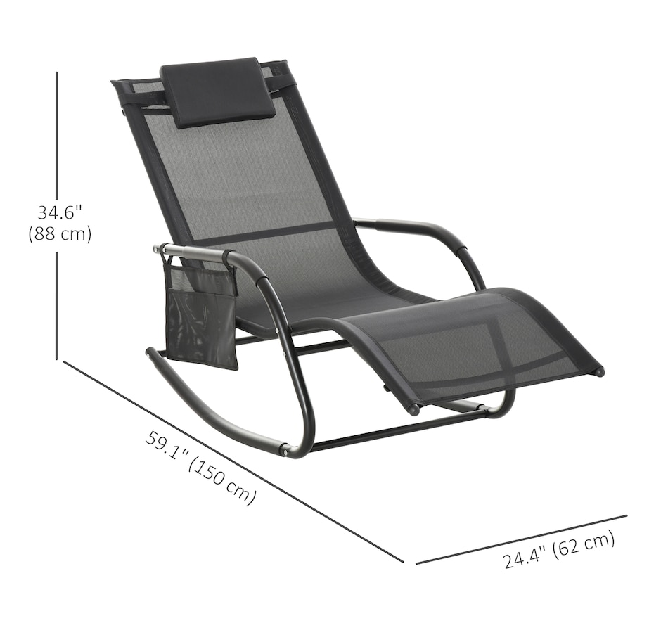 Image 962156_ALTMORE2.jpg, Product 962-156 / Price $109.99, Outsunny Outdoor Rocking Recliner, Sling Sun Lounger with Headrest, Black from Outsunny on TSC.ca's Home & Garden department