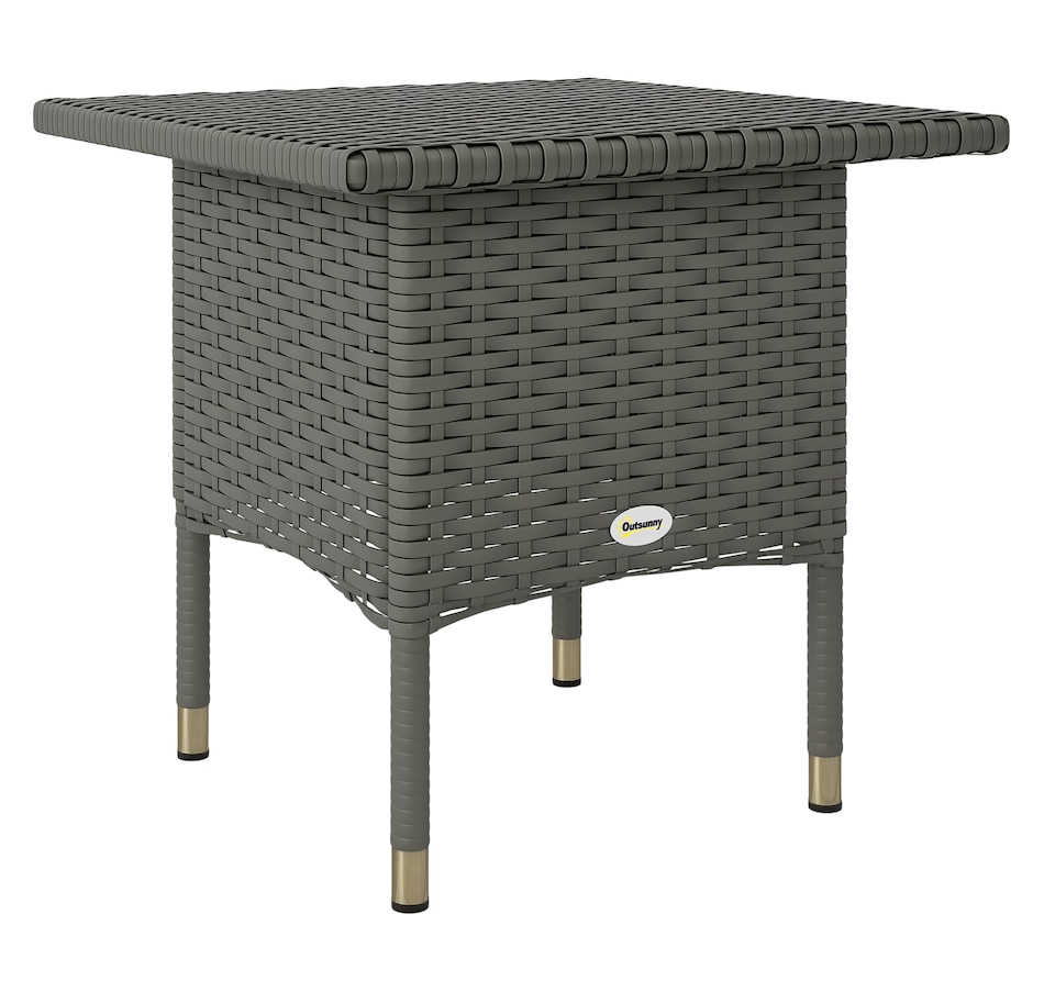 Image 962157.jpg, Product 962-157 / Price $64.99, Outsunny Rattan End Table with Full Woven Top, Outdoor Coffee Table, Grey from Outsunny on TSC.ca's Home & Garden department