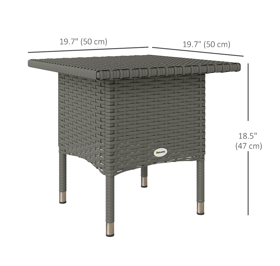 Image 962157_ALTMORE2.jpg, Product 962-157 / Price $64.99, Outsunny Rattan End Table with Full Woven Top, Outdoor Coffee Table, Grey from Outsunny on TSC.ca's Home & Garden department