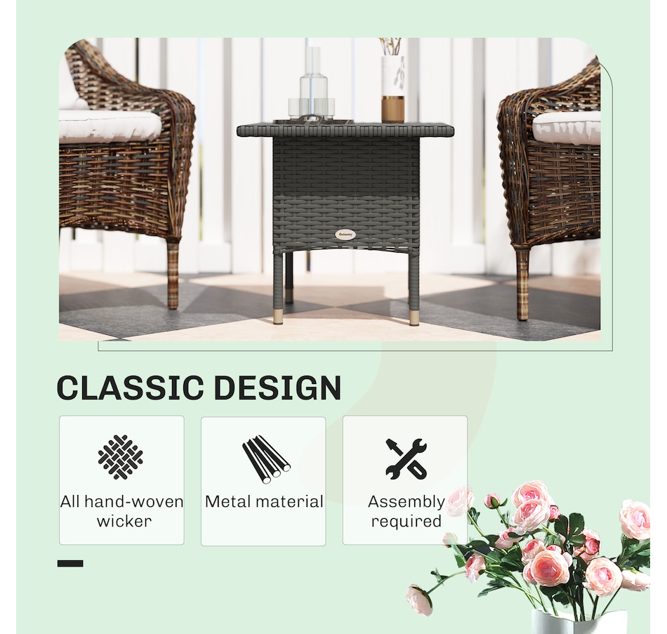 Image 962157_ALTMORE3.jpg, Product 962-157 / Price $64.99, Outsunny Rattan End Table with Full Woven Top, Outdoor Coffee Table, Grey from Outsunny on TSC.ca's Home & Garden department