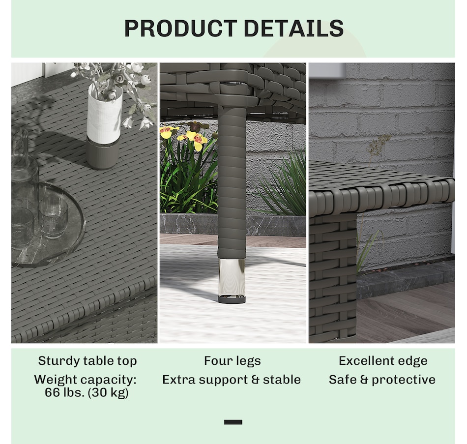 Image 962157_ALTMORE5.jpg, Product 962-157 / Price $64.99, Outsunny Rattan End Table with Full Woven Top, Outdoor Coffee Table, Grey from Outsunny on TSC.ca's Home & Garden department