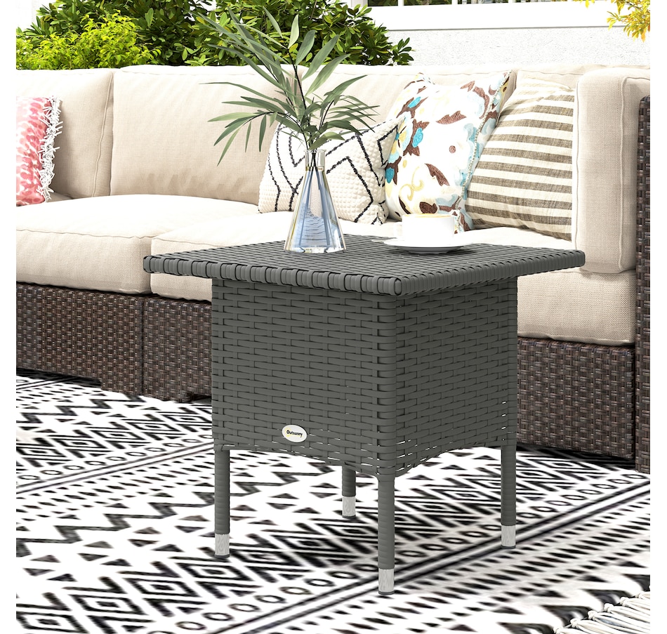 Image 962157_ALTMORE6.jpg, Product 962-157 / Price $64.99, Outsunny Rattan End Table with Full Woven Top, Outdoor Coffee Table, Grey from Outsunny on TSC.ca's Home & Garden department