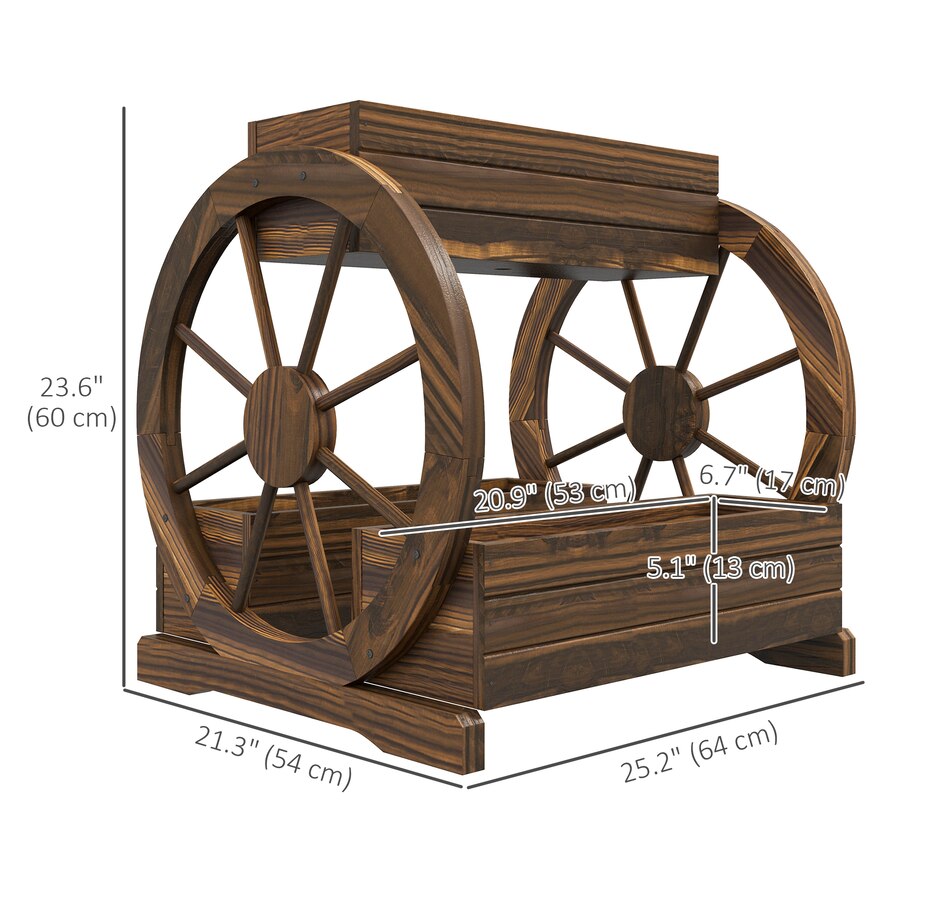 Image 962162_ALTMORE2.jpg, Product 962-162 / Price $109.99, Outsunny Wooden Wagon Planter Box, 2-Tier Raised Garden Bed, Carbonized from Outsunny on TSC.ca's Home & Garden department