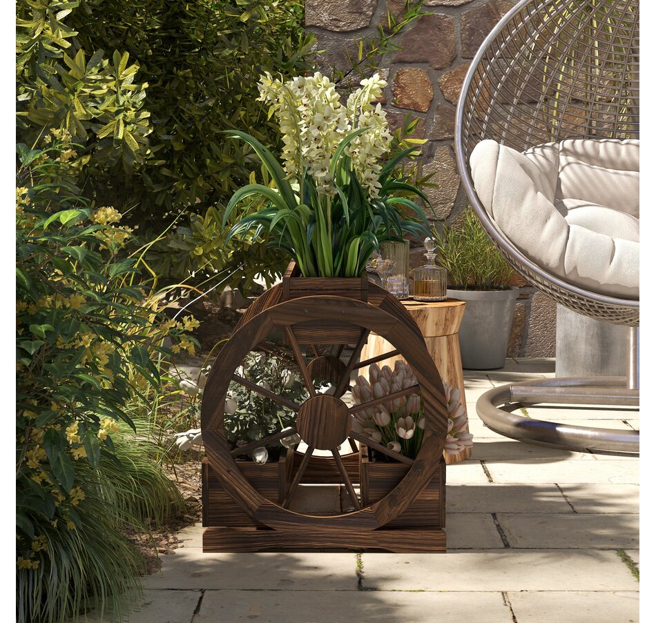 Image 962162_ALTMORE7.jpg, Product 962-162 / Price $109.99, Outsunny Wooden Wagon Planter Box, 2-Tier Raised Garden Bed, Carbonized from Outsunny on TSC.ca's Home & Garden department