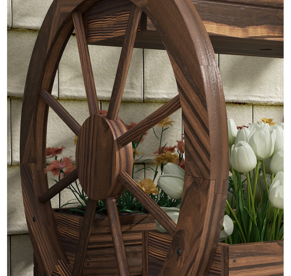 Image 962162_ALTMORE8.jpg, Product 962-162 / Price $109.99, Outsunny Wooden Wagon Planter Box, 2-Tier Raised Garden Bed, Carbonized from Outsunny on TSC.ca's Home & Garden department