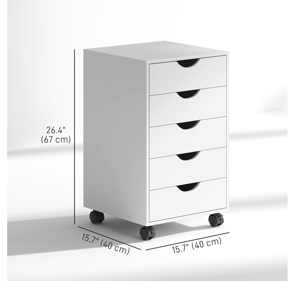 Image 962163_ALTMORE2.jpg, Product 962-163 / Price $109.99, HOMCOM File Cabinet with 5 Drawer Wheels Storage Organizer White from HOMCOM on TSC.ca's Home & Garden department