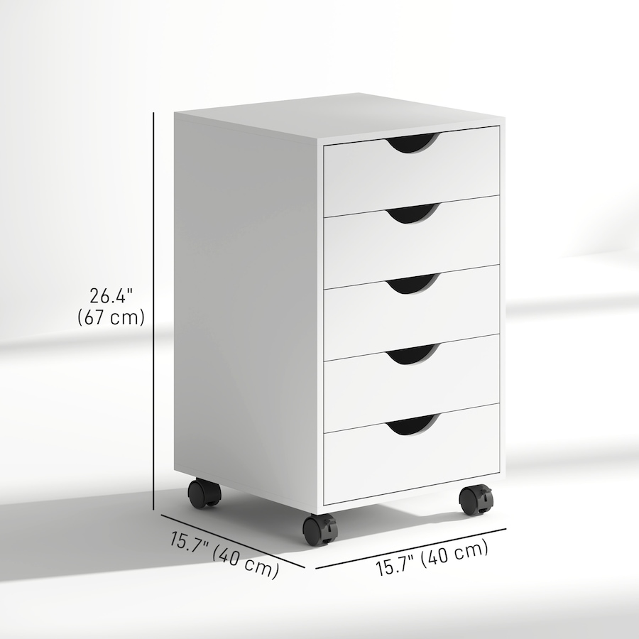 Image 962163_ALTMORE2.jpg, Product 962-163 / Price $109.99, HOMCOM File Cabinet with 5 Drawer Wheels Storage Organizer White from HOMCOM on TSC.ca's Home & Garden department